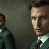 Elegancki mężczyzna w zielonym garniturze i brązowym krawacie. Idealna inspiracja, jaki krawat do zielonego garnituru.