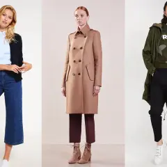 Trzy kobiety prezentują styl normcore: jedna w kardiganie i dzwonach, druga w beżowym płaszczu, trzecia w parkze i czarnych spodniach.