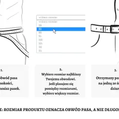 Pasek 110 cm jaki to rozmiar? Ilustracja pokazuje, jak zmierzyć obwód pasa i wybrać odpowiedni rozmiar paska.