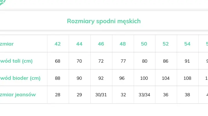 Rozmiar 31 spodni męskich: Przelicznik na cm i EU (M/L)