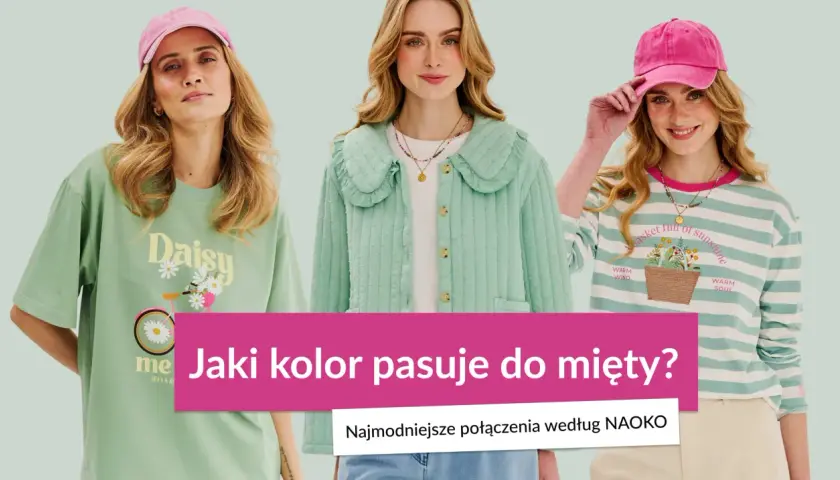 Trzy kobiety w pastelowych stylizacjach. Dowiedz się, jaki kolor pasuje do mięty, by stworzyć modne połączenia.
