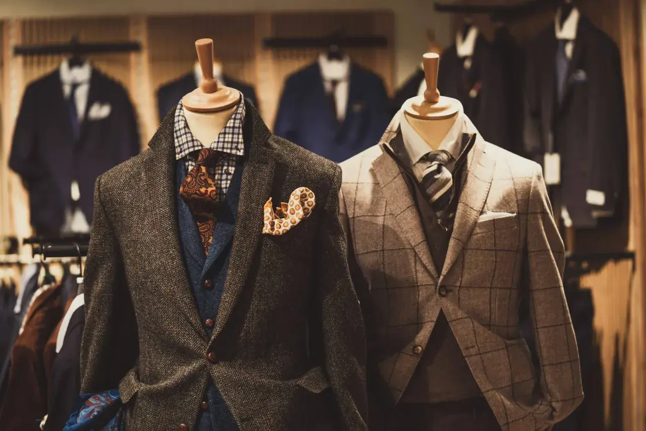 Eleganckie męskie garnitury na manekinach. Zastanawiasz się, jaki garnitur dla blondyna? Zobacz te propozycje.